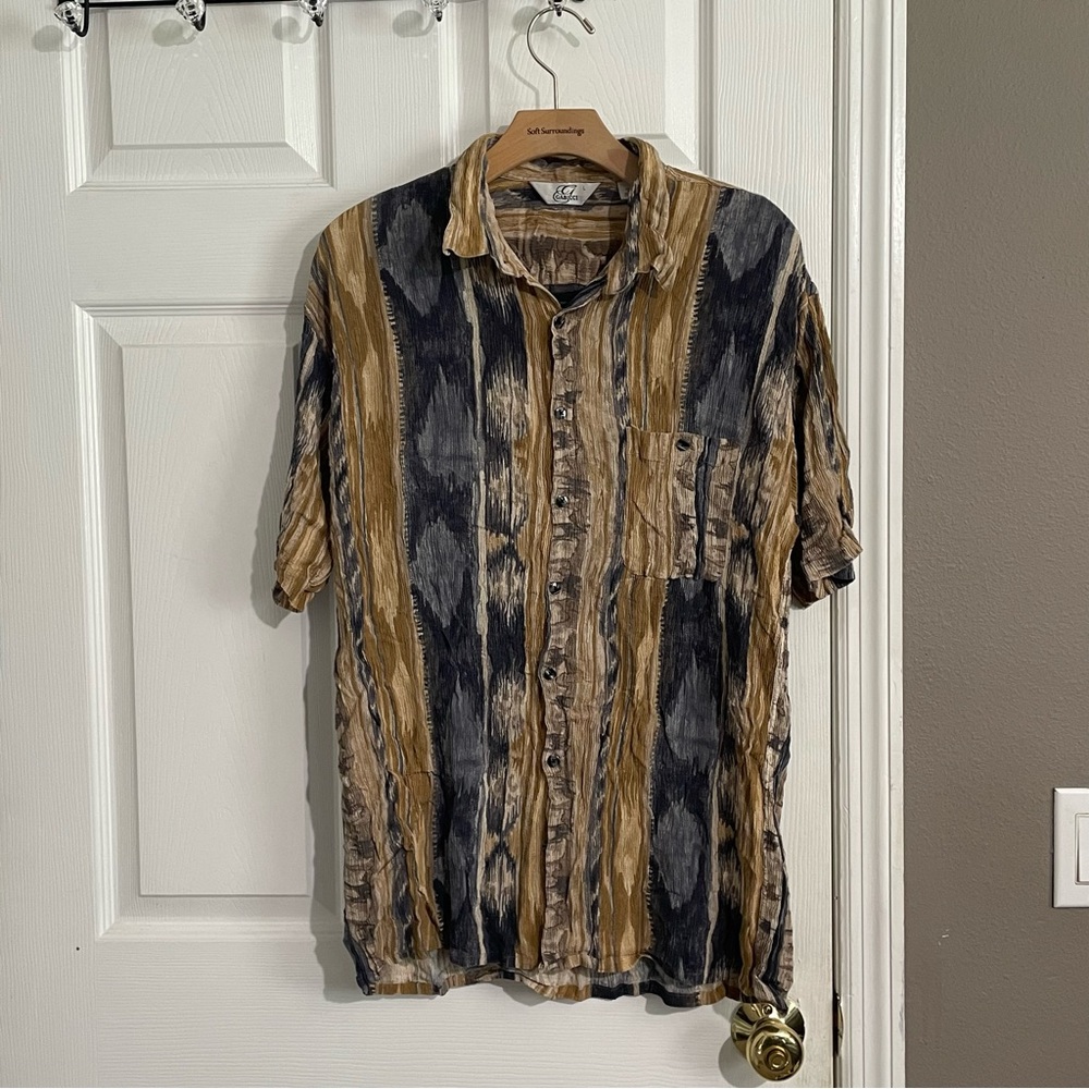 Gabicci Shirt Men’s Large Short Sleeve Button Up All Over Multicolor Abstract